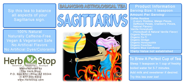Sagittarius Loose Leaf Astrological Tea Label