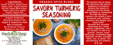Organic Savory Turmeric Seasoning Label