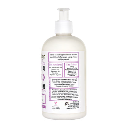 Simply Blissed Lotion bottle with a label on a white background