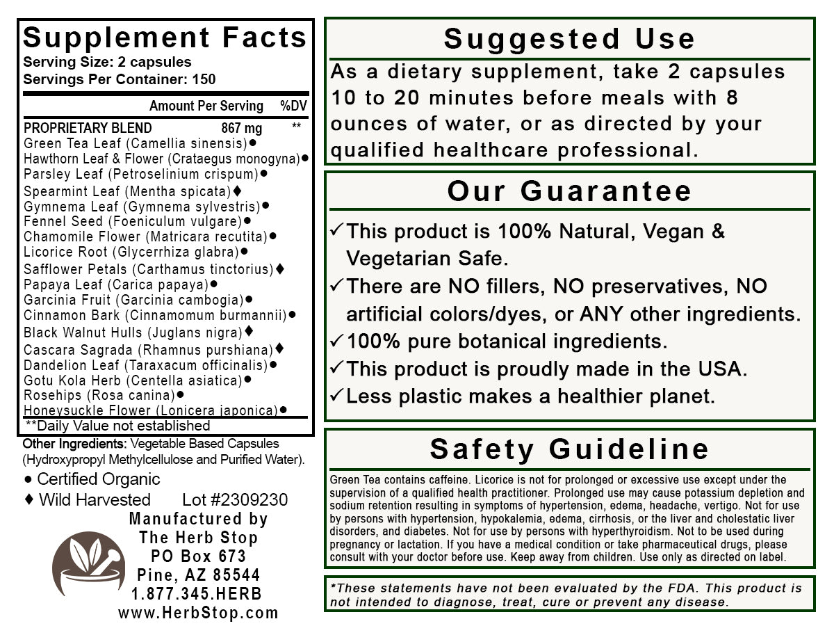 Slim Support Capsules Label - Back