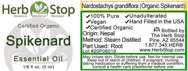 Organic Spikenard Essential Oil Label