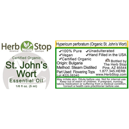Organic St. John's Wort Essential Oil Label