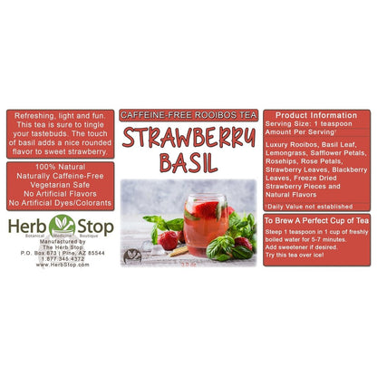 Strawberry Basil Loose Leaf Rooibos Tea Label