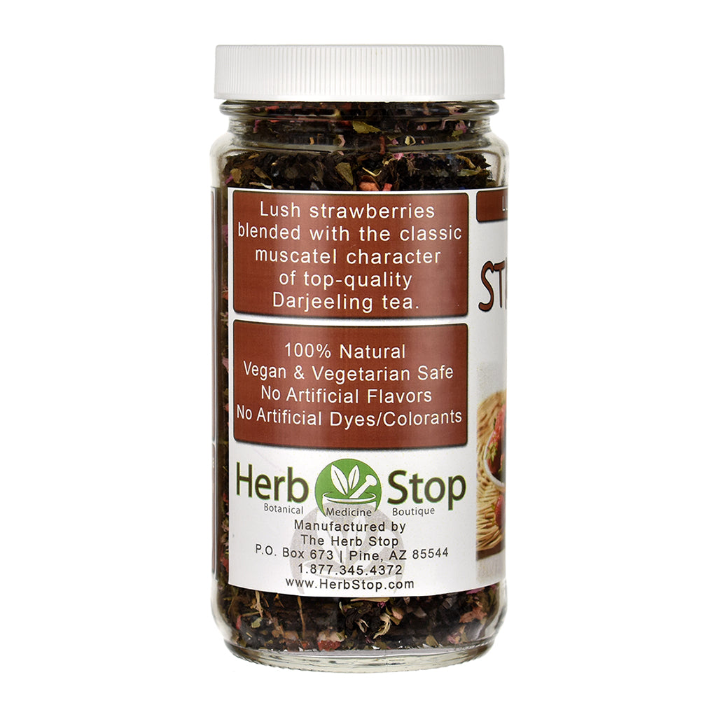 Strawberry Darjeeling Loose Leaf Black Tea Jar - Left