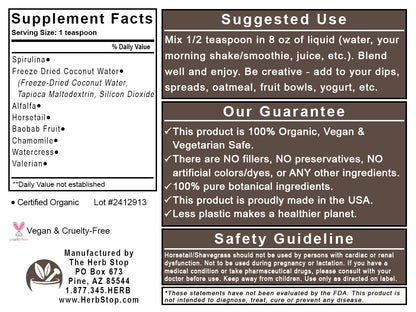 Organic Strong Bones Powder - Back Label