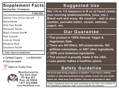 Organic Super Women Powder - Back Label