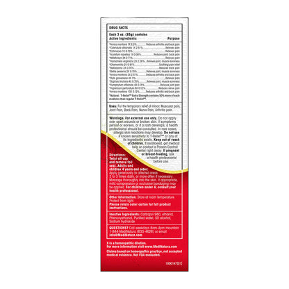 T-Relief Extra Strength Gel product label with text on a white background