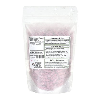 Organic Tart Cherry Juice Capsules package with a label on a white background