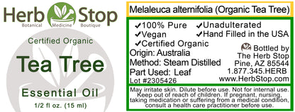 Organic Tea Tree Essential Oil Label
