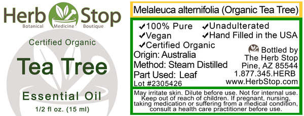 Organic Tea Tree Essential Oil Label