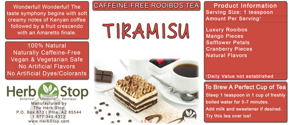Tiramisu Loose Leaf Rooibos Tea Label