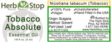 Tobacco Absolute Essential Oil Label