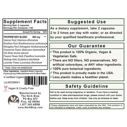 Tranquil Capsules Label - Back
