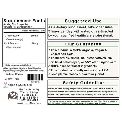 Turmeric & Black Pepper Capsules Label - Back