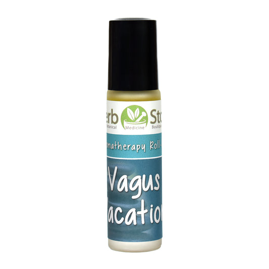 Vagus Vacation Aromatherapy Roll-On Oil bottle on a white background