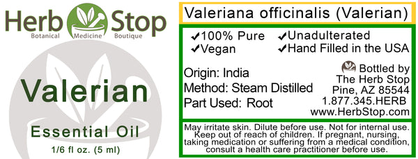 Valerian Essential Oil Label
