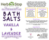 Vanilla & Lavender Bath Salts Label