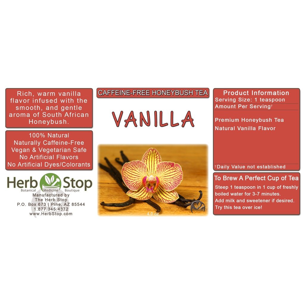 Vanilla Loose Leaf Honeybush Tea Label