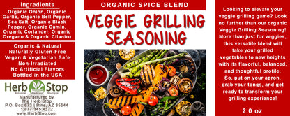Organic Veggie Grilling Seasoning Label