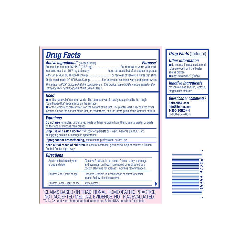 The back of a white herbal supplement bottle showing the Facts panel with text about active ingredients, directions, warnings, and a website for customer service.