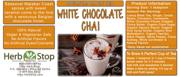 White Chocolate Chai Loose Leaf Black Tea Label