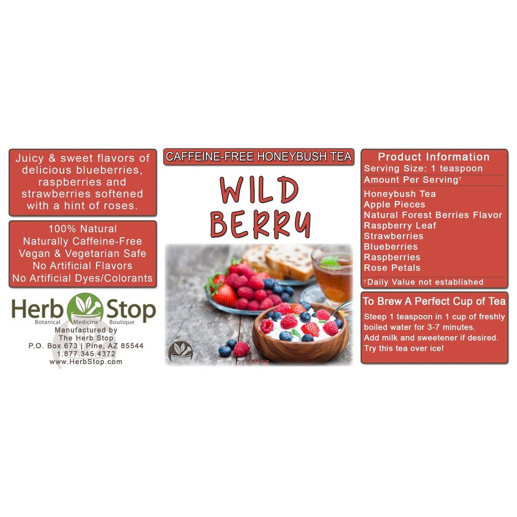 Wild Berry Loose Leaf Honeybush Tea Label