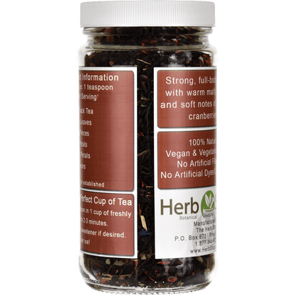 Winter Cranberry Loose Leaf Black Tea Jar - Back