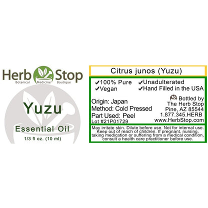 Yuzu Essential Oil Label