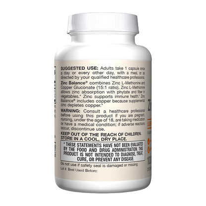 Jarrow Zinc Balance supplement bottle with label on a white background