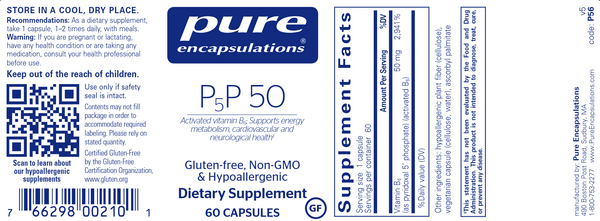 P5P 50 - Vitamin B6 Label by Pure Encapsulations