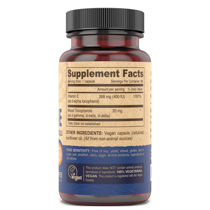 Deva Vegan Vitamin E Supplement Facts