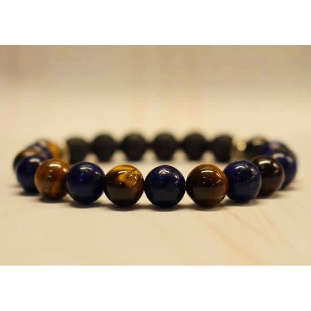 Aromatherapy Bracelet with Tiger Eye and Lapis Lazuli