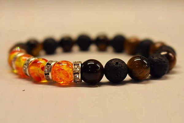 Aromatherapy Bracelet with Amber Resin and Tiger Eye