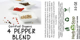 Organic 4 Pepper Blend Spice Label