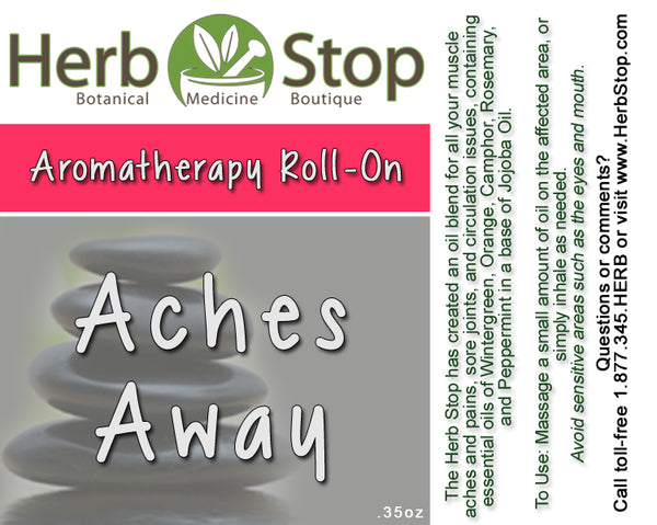 Aches Away Aromatherapy Roll-On Oil Label