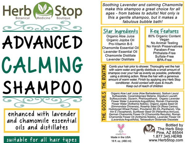 Advanced Calming Shampoo Label