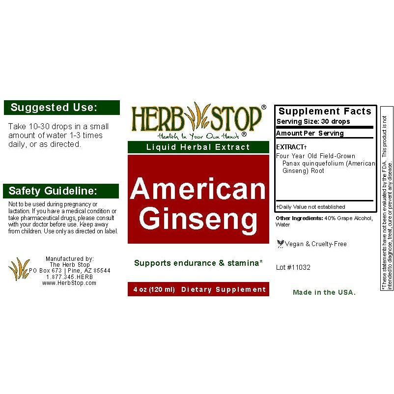 American Ginseng Extract Label