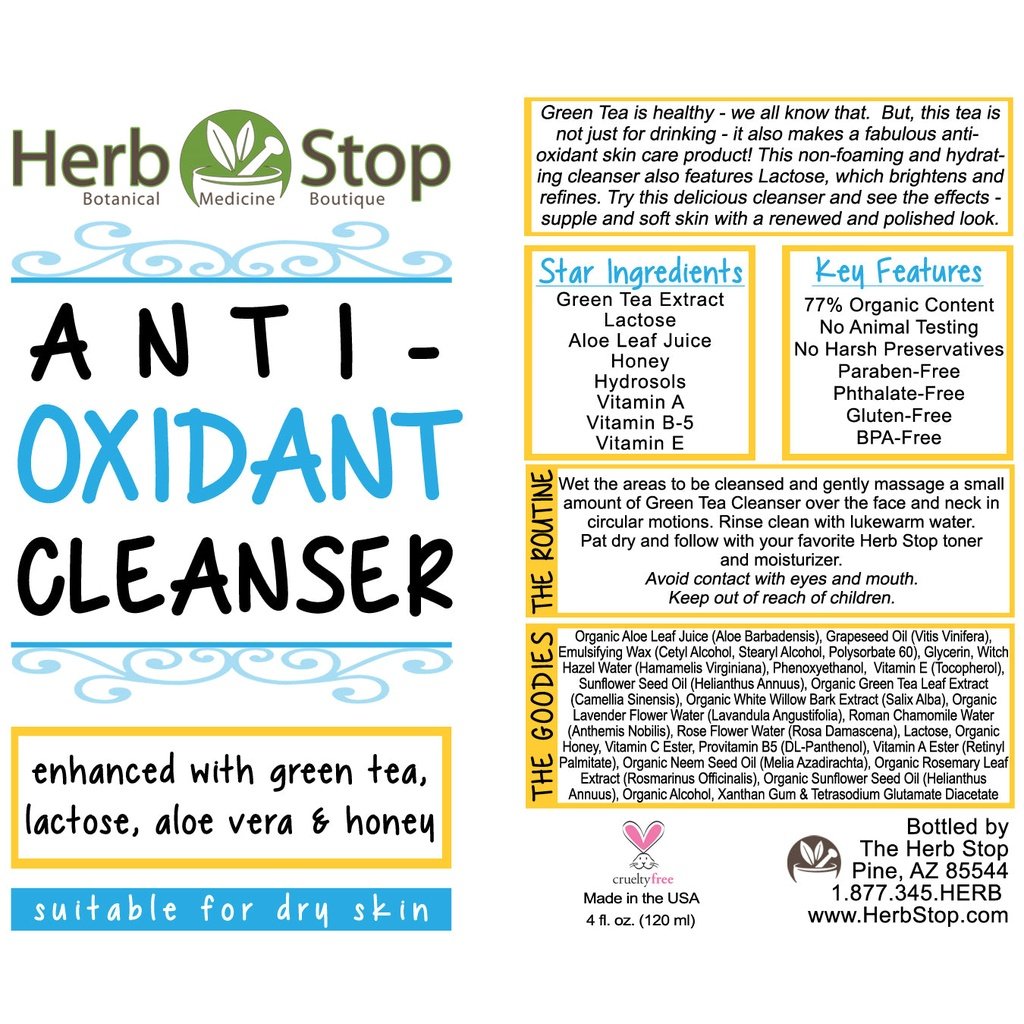 Anti-Oxidant Cleanser Label