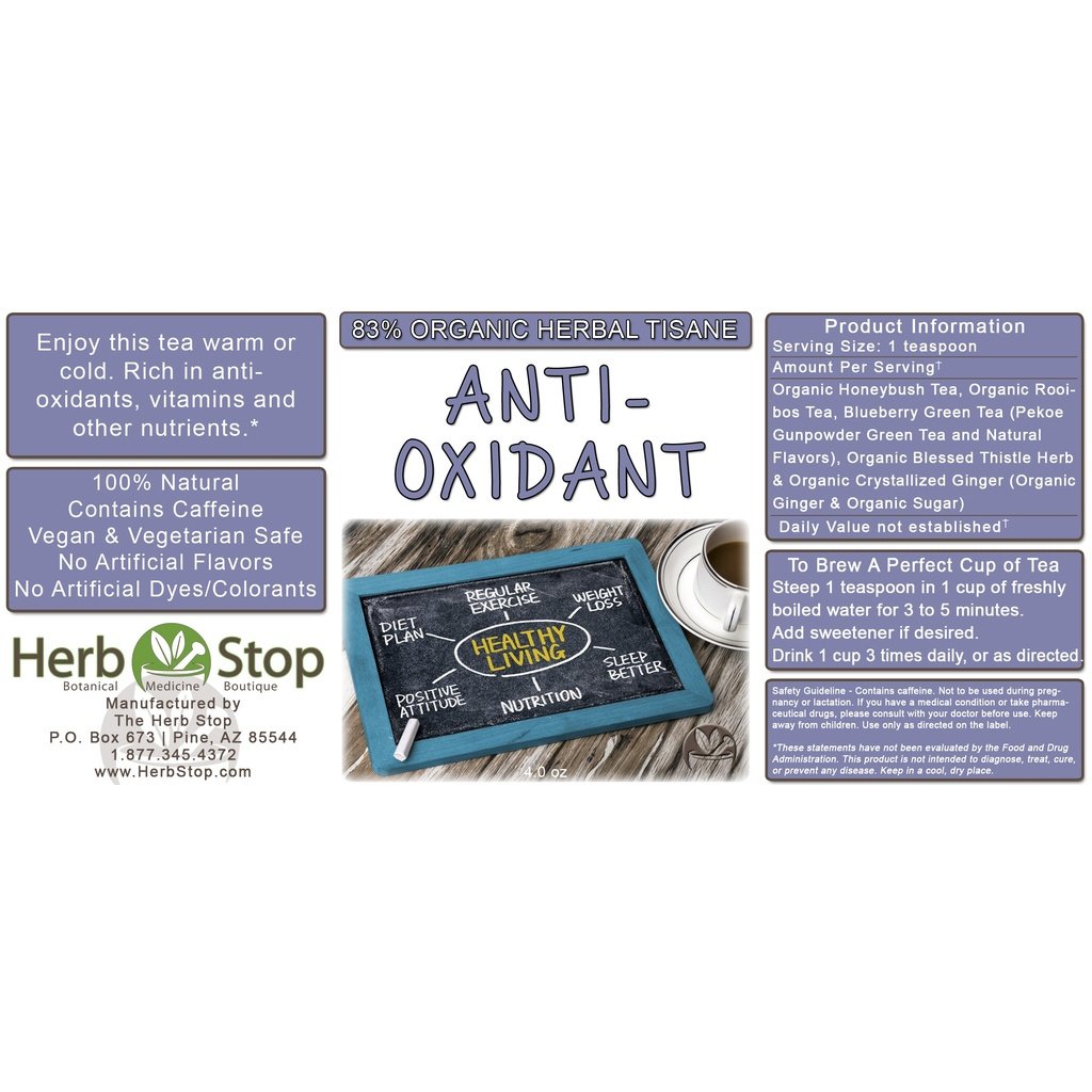 Organic Anti-Oxidant Tea Label