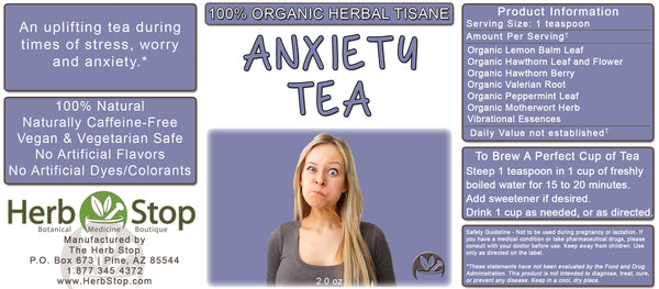 Organic Anxiety Loose Leaf Tea Label