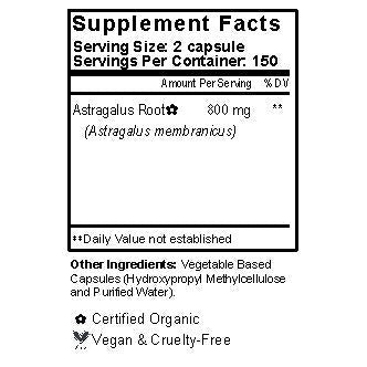 Astragalus Root Capsules Supplement Facts