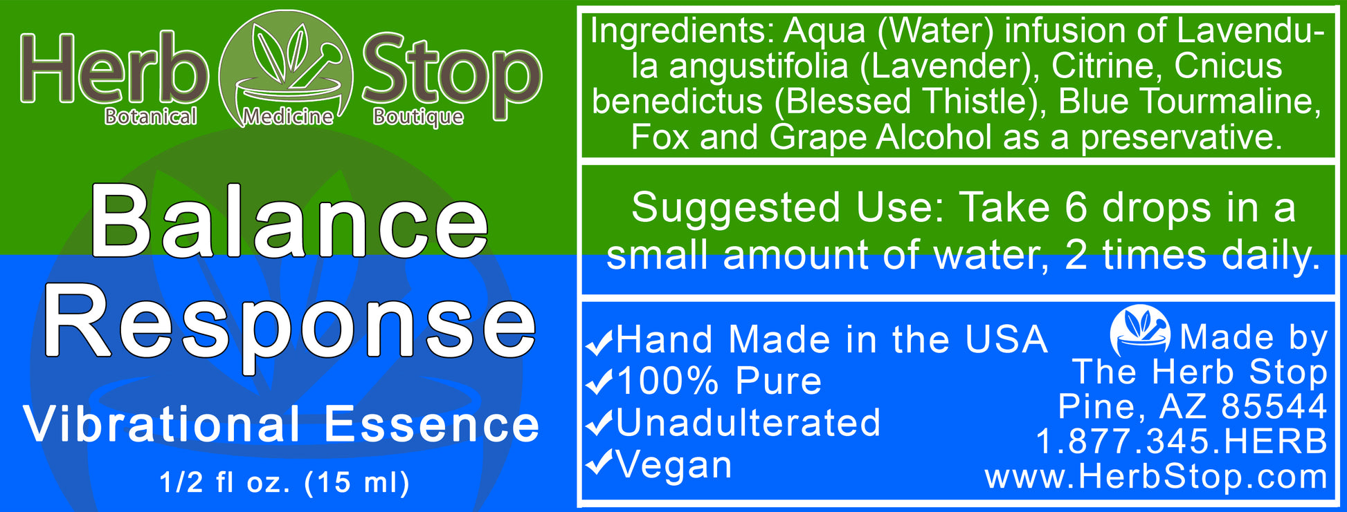 Balance Response Vibrational Essence Label