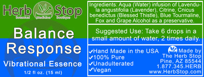 Balance Response Vibrational Essence Label
