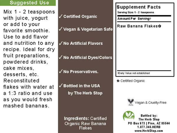 Organic Banana Flakes Label