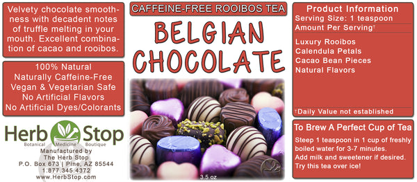 Belgian Chocolate Rooibos Tea Label