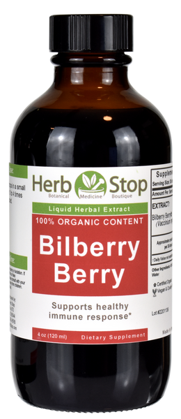 Organic Bilberry Berry Liquid Extract 4 oz