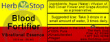 Blood Fortifier Vibrational Essence Label