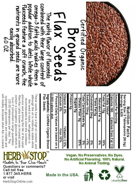 Brown Flax Seeds Label