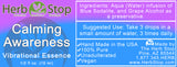 Calming Awareness Vibrational Essence Label