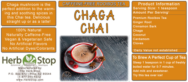 Chaga Chai Rooibos Tea Label